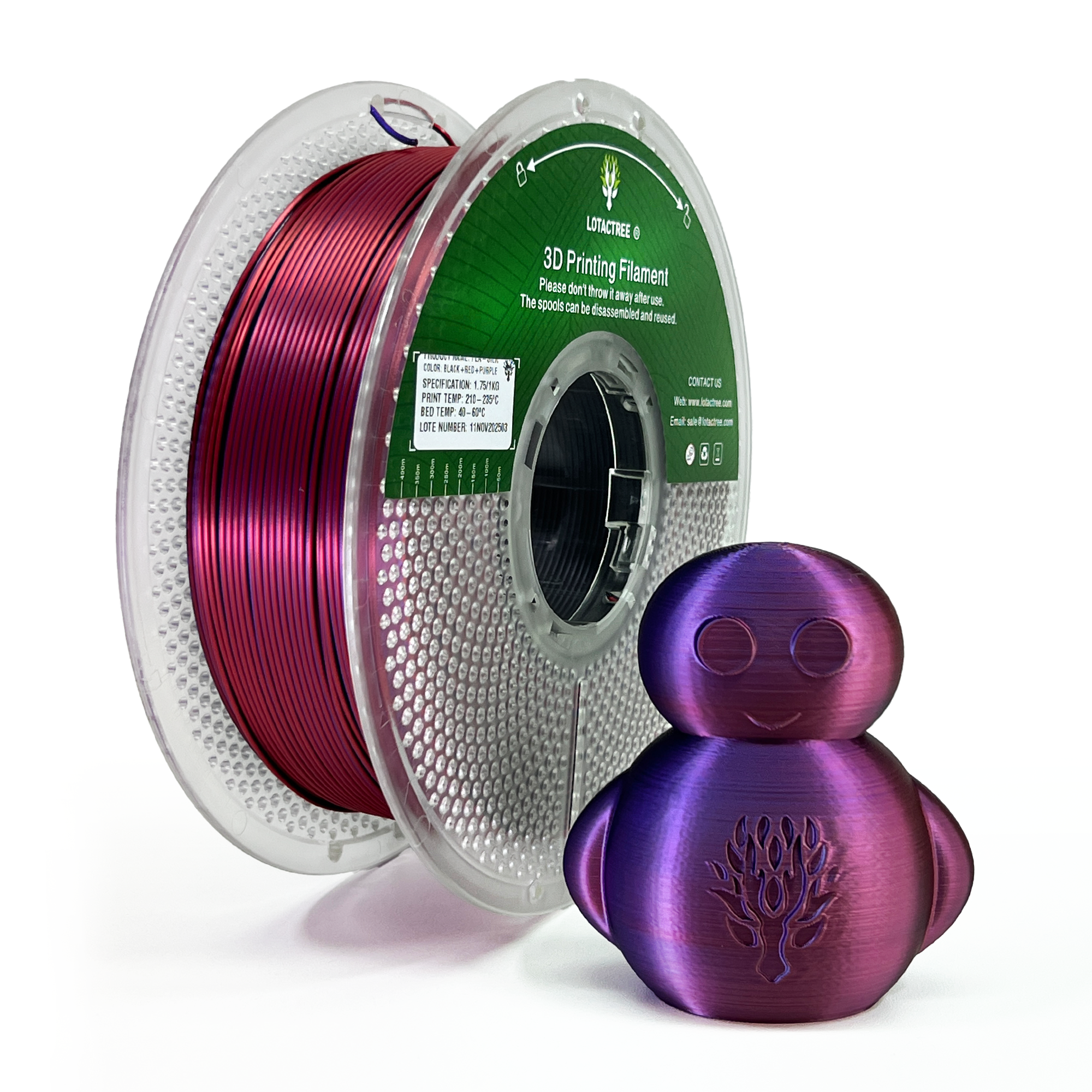 PLA SILK Black + Red + Purple